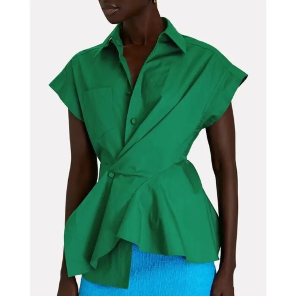 Aknvas Green sleeveless button down blouse size XS